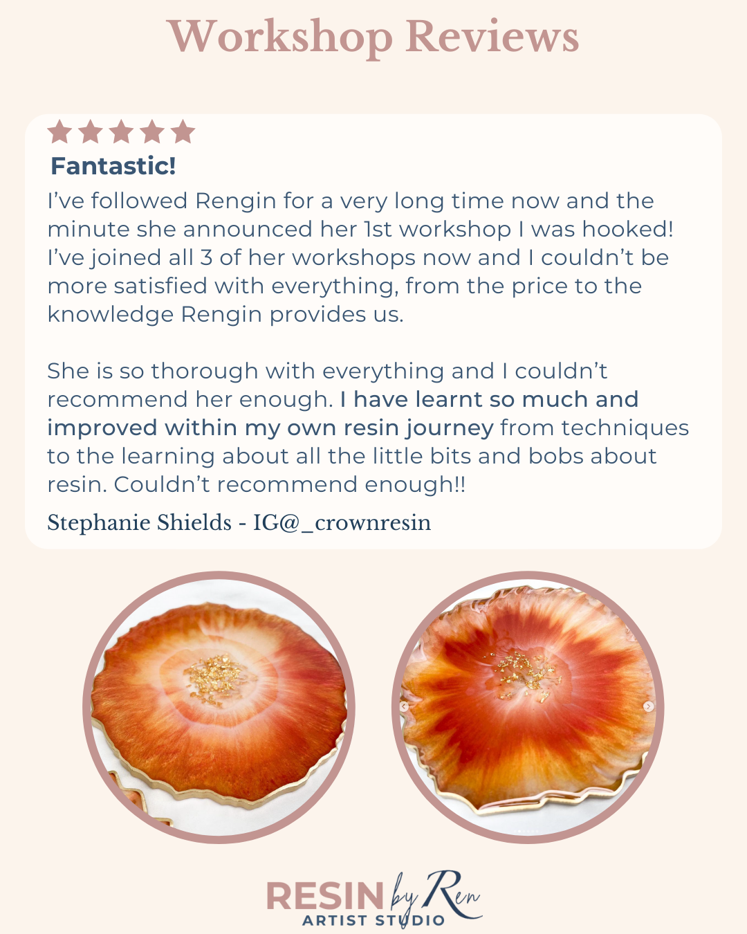 Private Resin Coaster Workshop - Cosmic Technique - Workshop - Resin By Ren