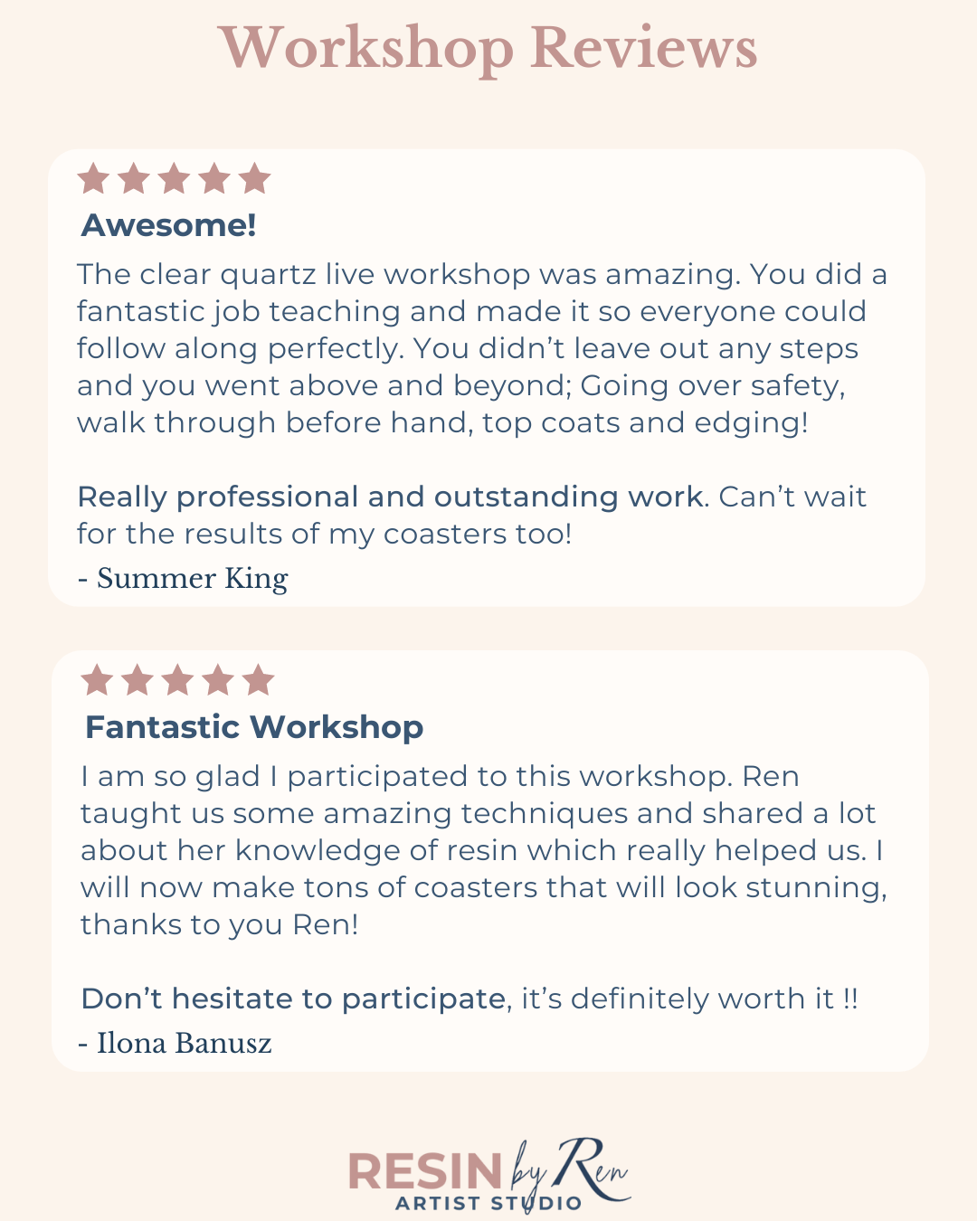 Private Resin Coaster Workshop - Cosmic Technique - Workshop - Resin By Ren