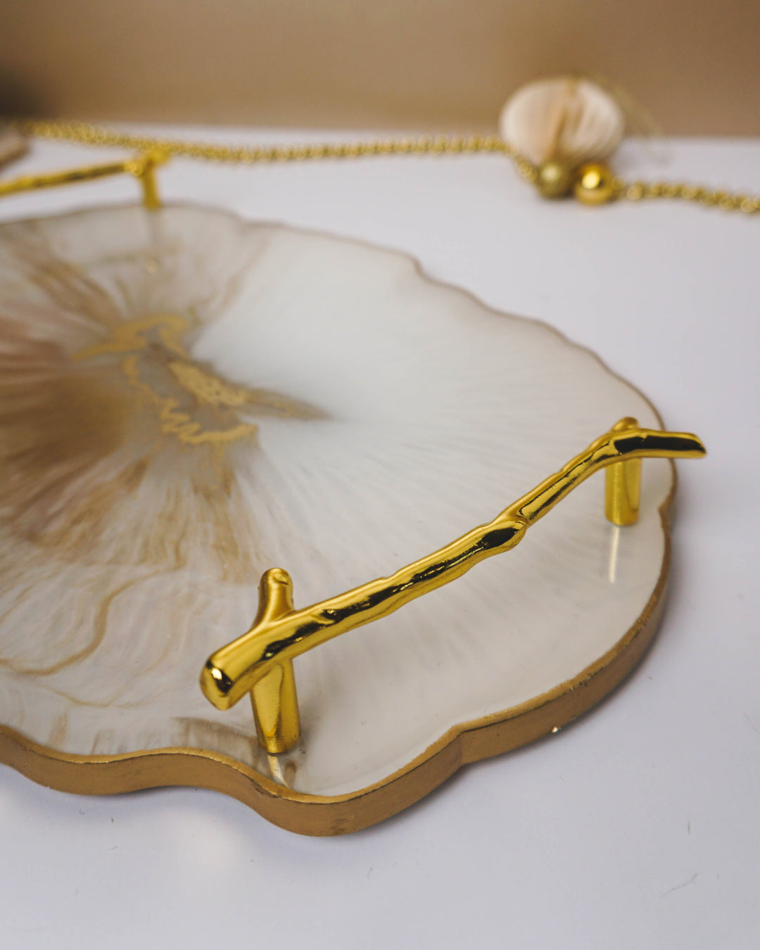 CUSTOM Oval Serving Tray & Coaster Set - Decorative Serving Resin Tray | Jewellery Vanity Display - Resin By Ren