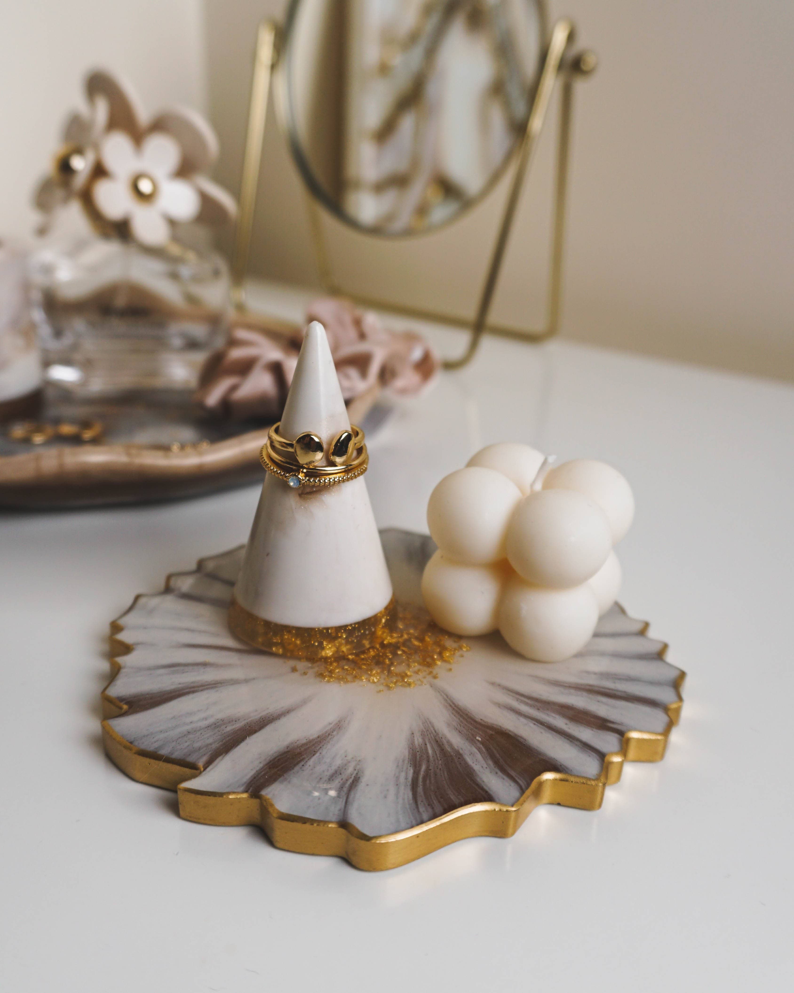 Quartz Jewellery Tray Bundle - Decorative Serving Resin Tray | Jewellery Vanity Display - Resin By Ren