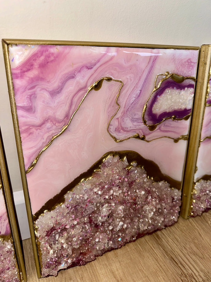 PINK GEODE TRIPTYCH (3-Piece Set)