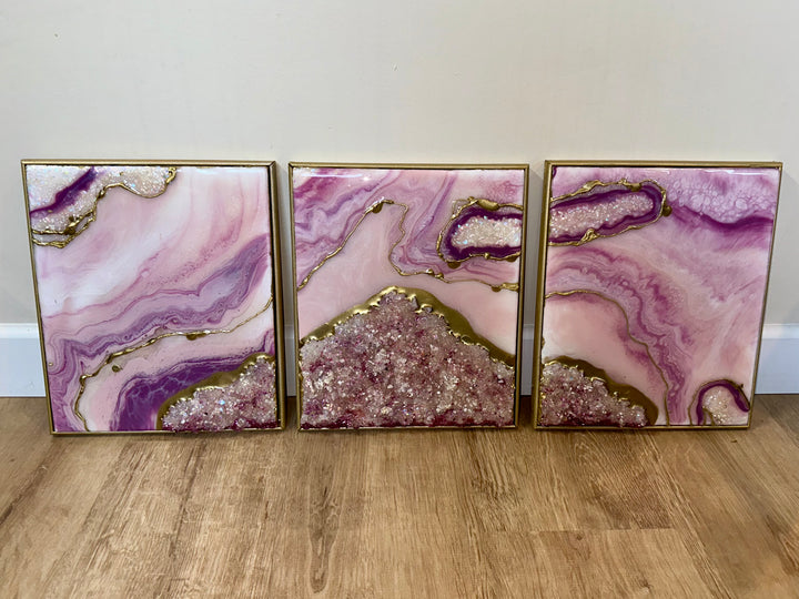 PINK GEODE TRIPTYCH (3-Piece Set)