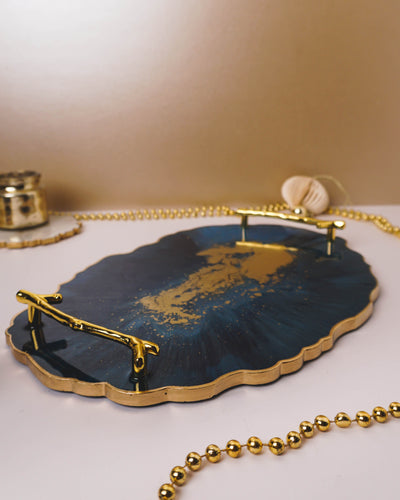 CUSTOM Oval Serving Tray & Coaster Set - Decorative Serving Resin Tray | Jewellery Vanity Display - Resin By Ren