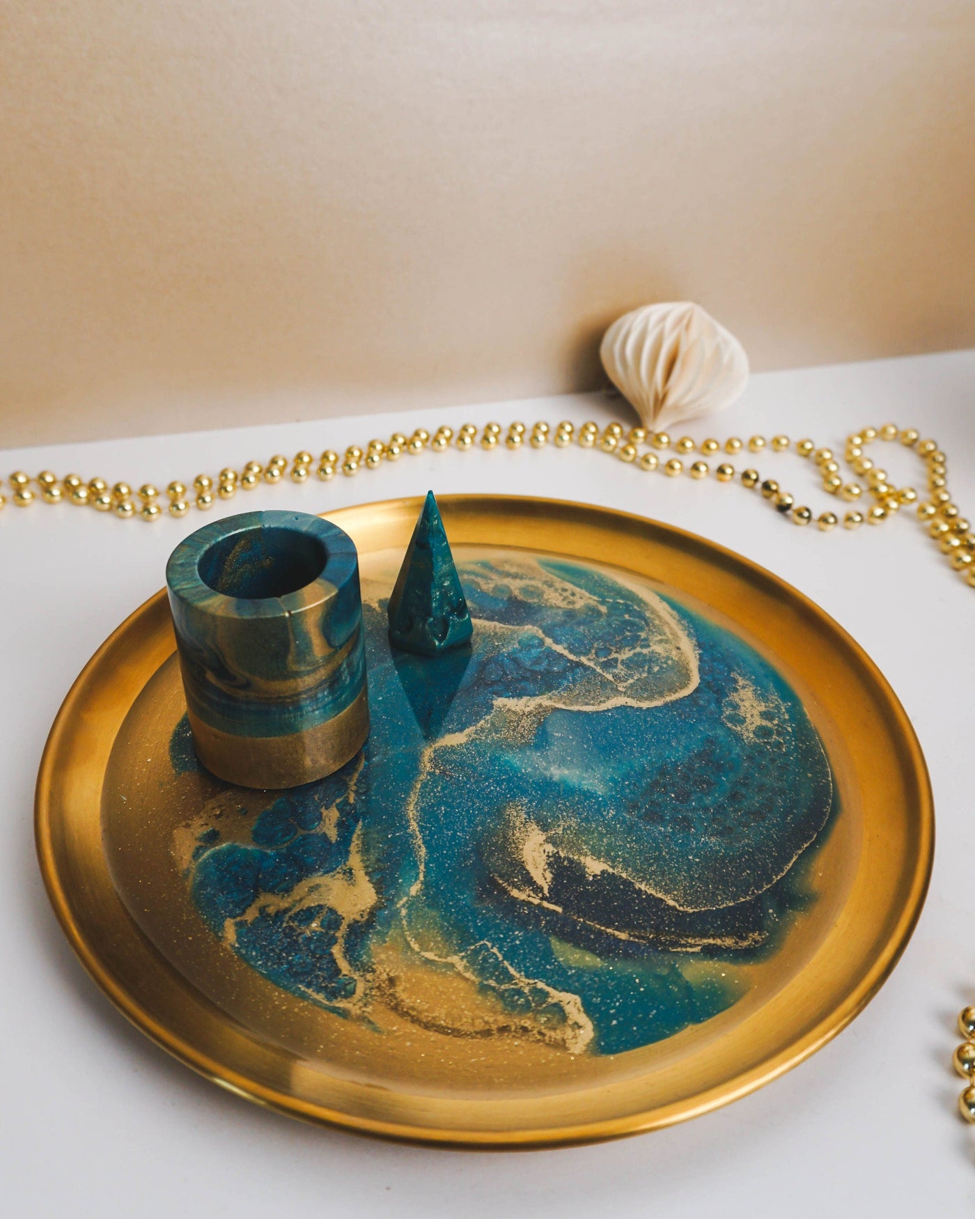 CUSTOM Jewellery Display Metal Tray Bundle - Decorative Serving Resin Tray | Jewellery Vanity Display - Resin By Ren